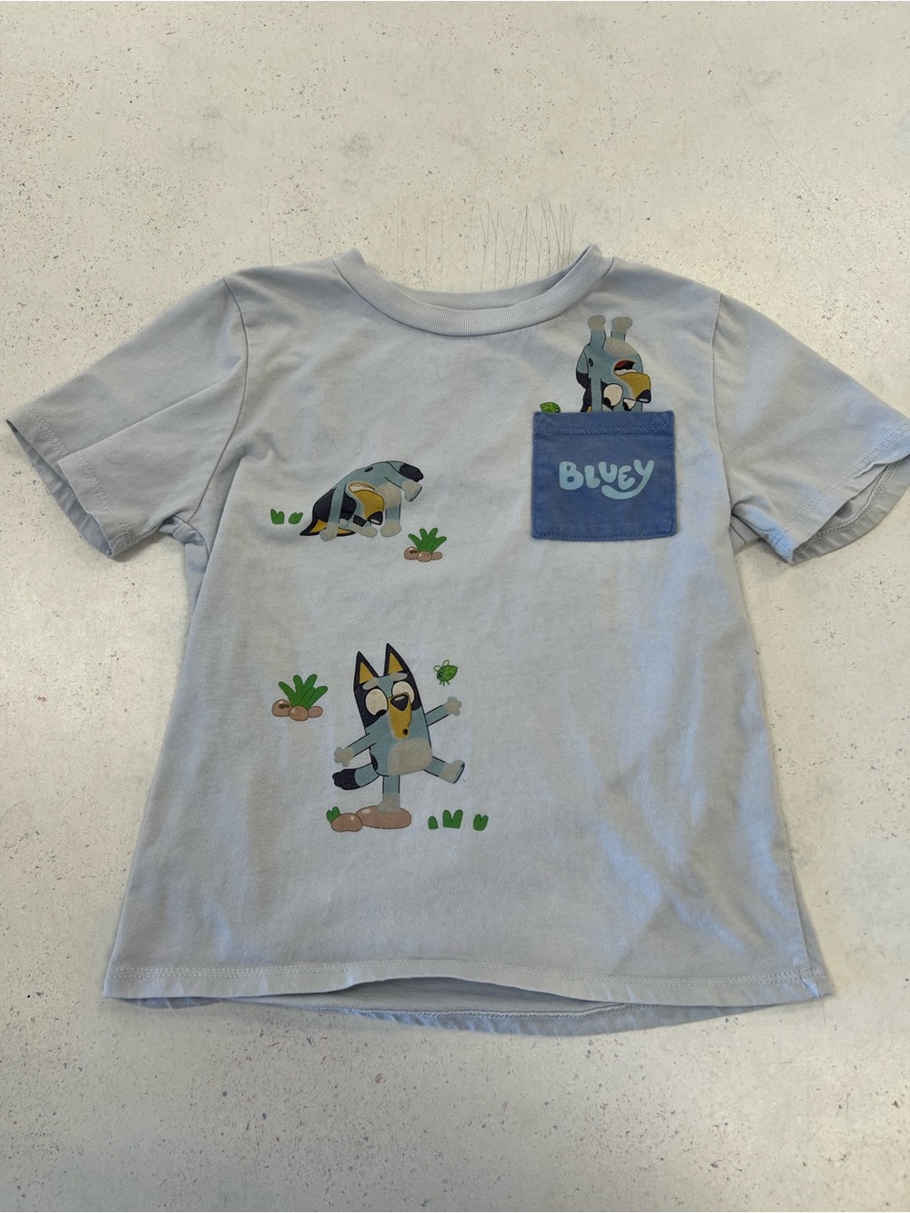 Bluey Light Blue Kids Graphic Tee with Pocket
